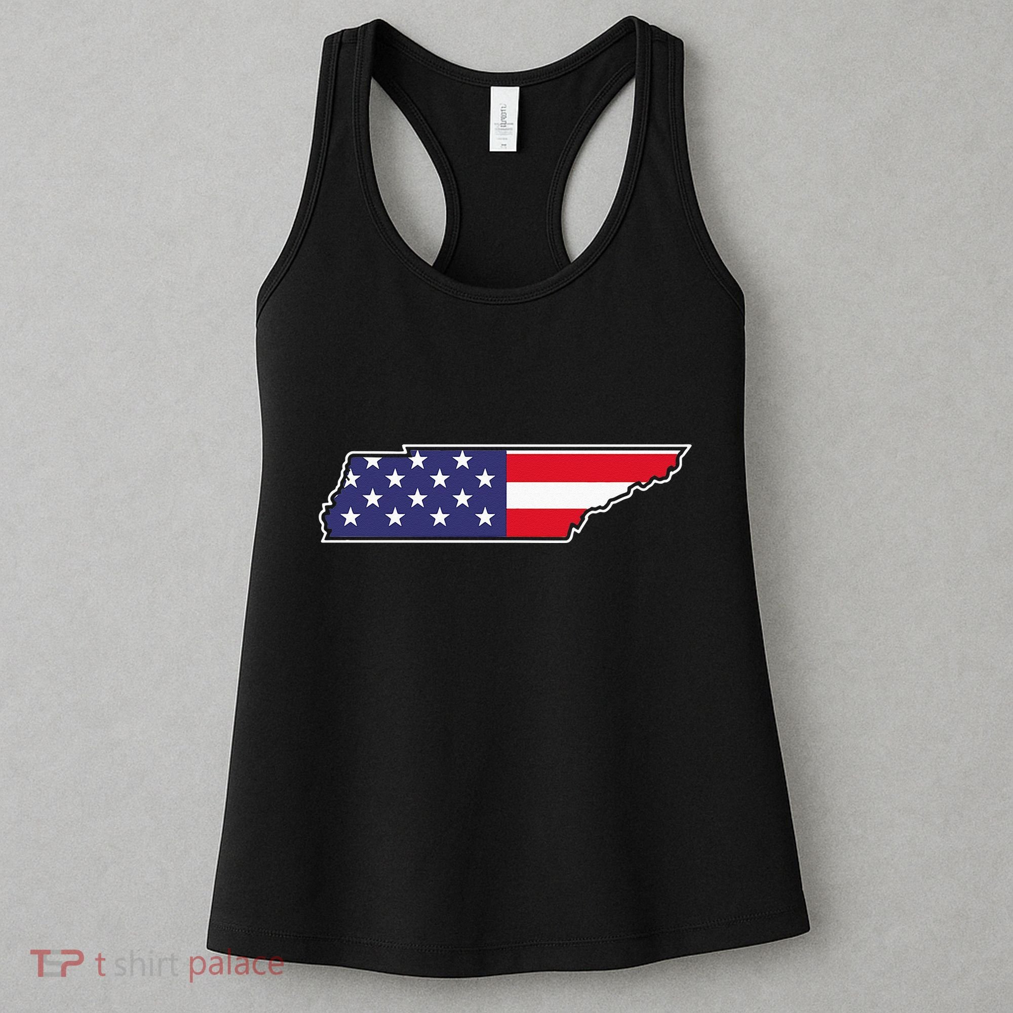 Tennessee USA Flag State Outline Patriotic American Women's Tank Top