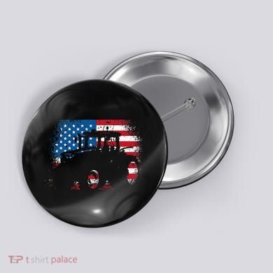 Tractor USA Flag design for Patriotic Farmer Button