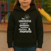 The Universe Is Made Of Protons Neutrons Electrons Moron Kids Hoodie thumb 3