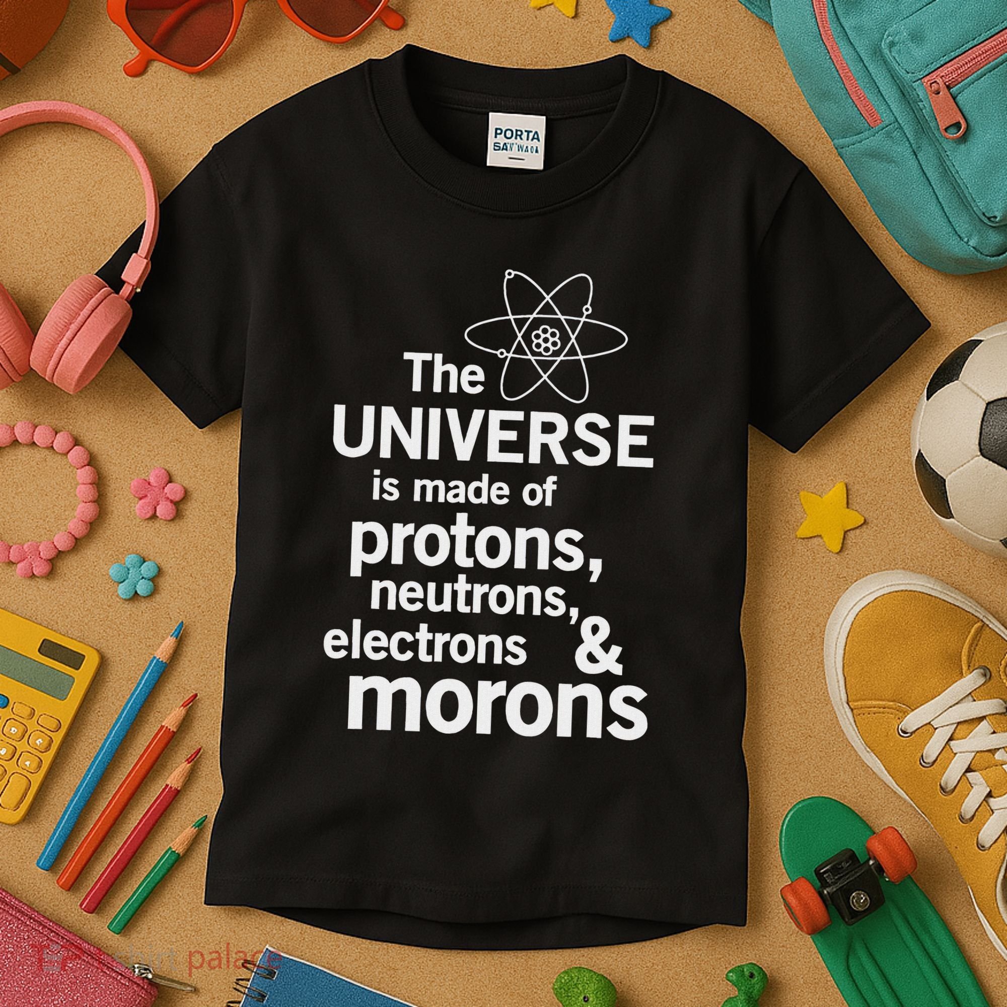 The Universe Is Made Of Protons Neutrons Electrons Moron Kids T-Shirt