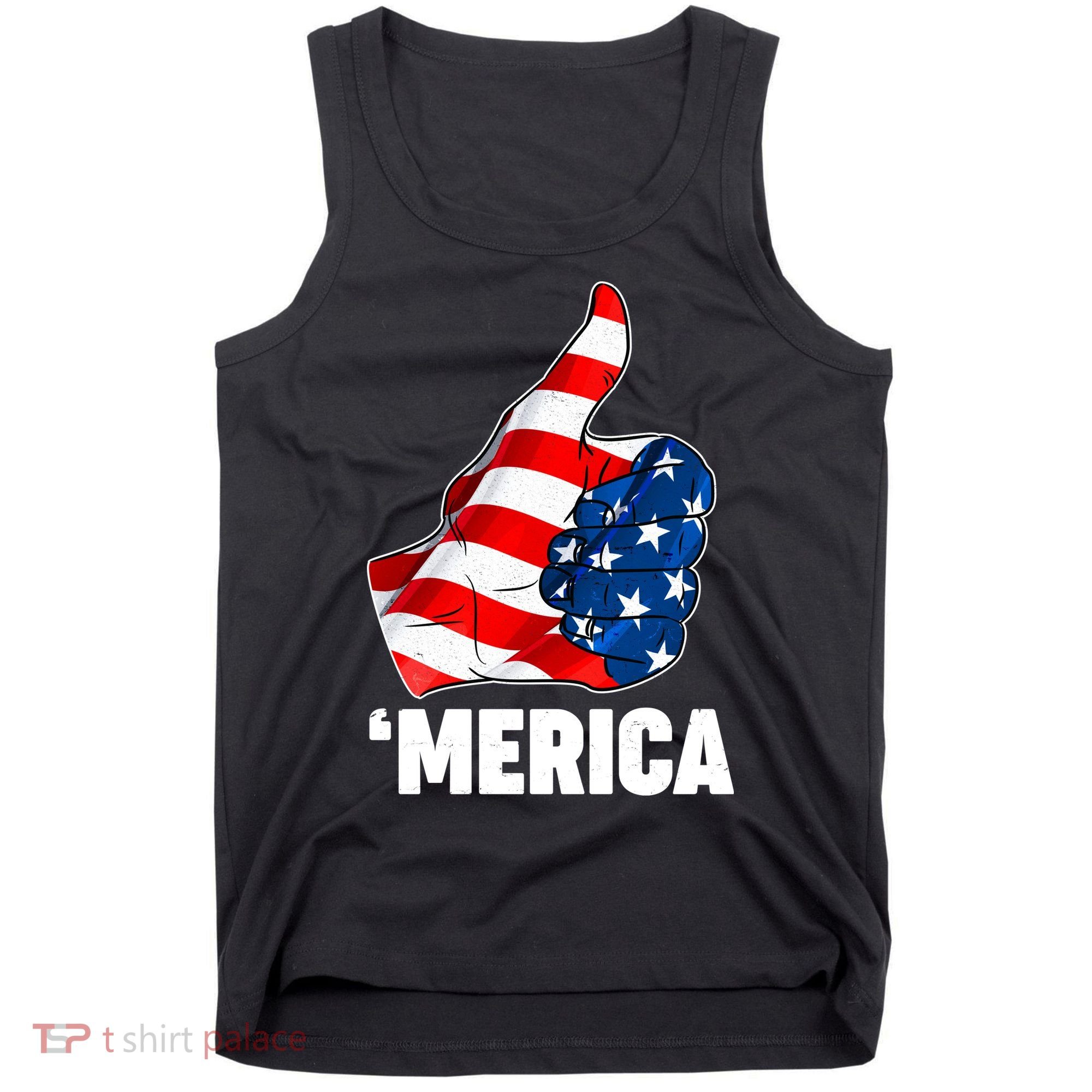 Thumbs Up Merica USA American Flag Tank Top
