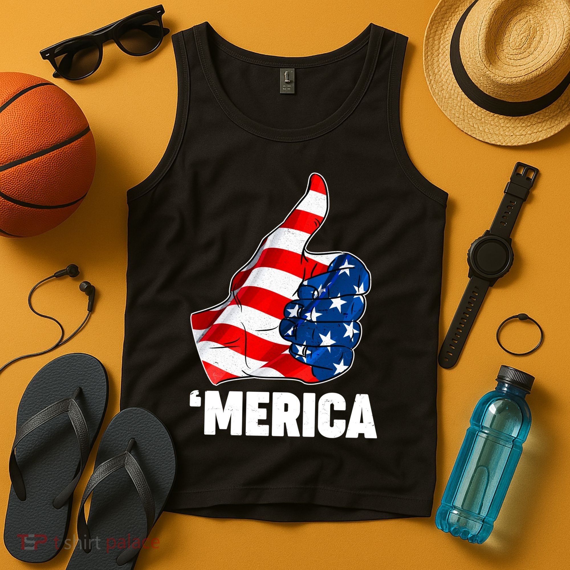 Thumbs Up Merica USA American Flag Tank Top