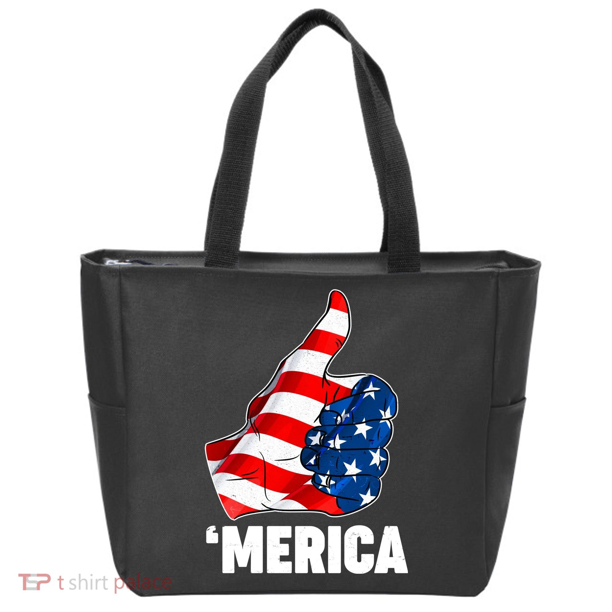Thumbs Up Merica USA American Flag Tote Bag