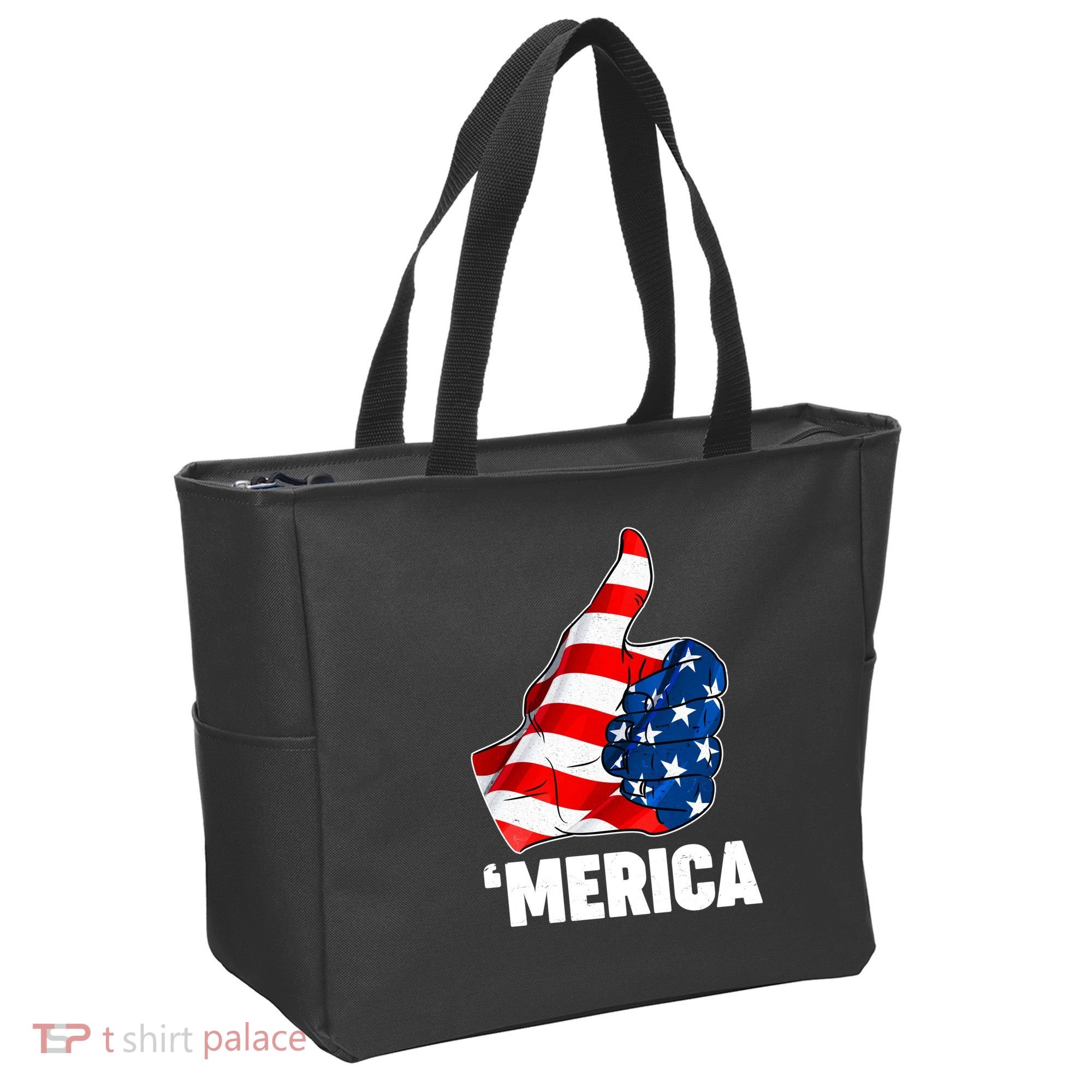 Thumbs Up Merica USA American Flag Tote Bag