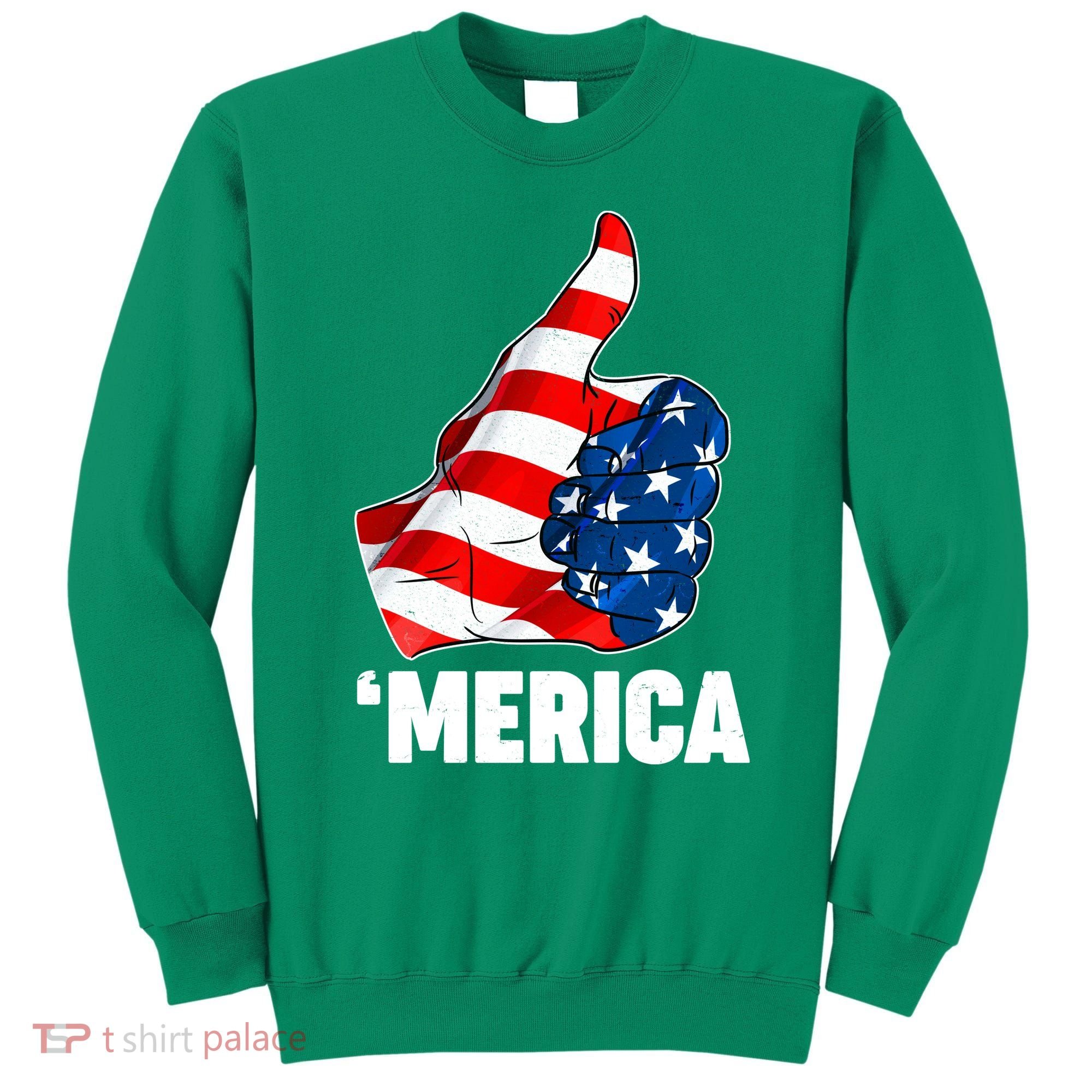 Thumbs Up Merica USA American Flag Sweatshirt