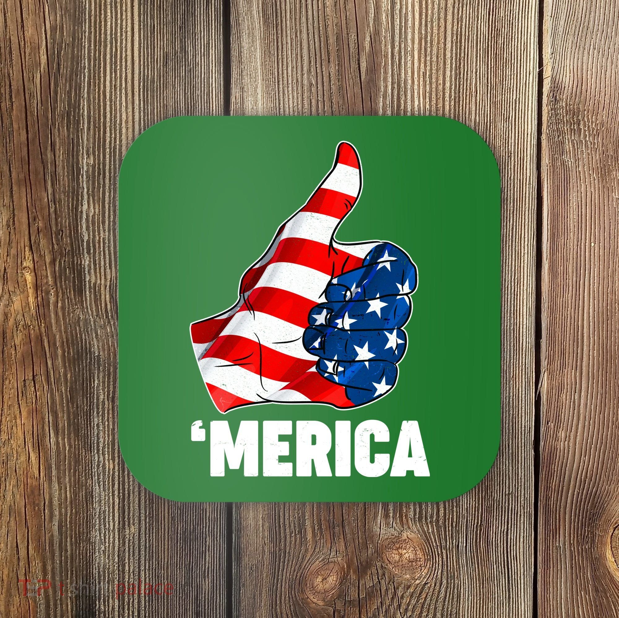 Thumbs Up Merica USA American Flag Coaster