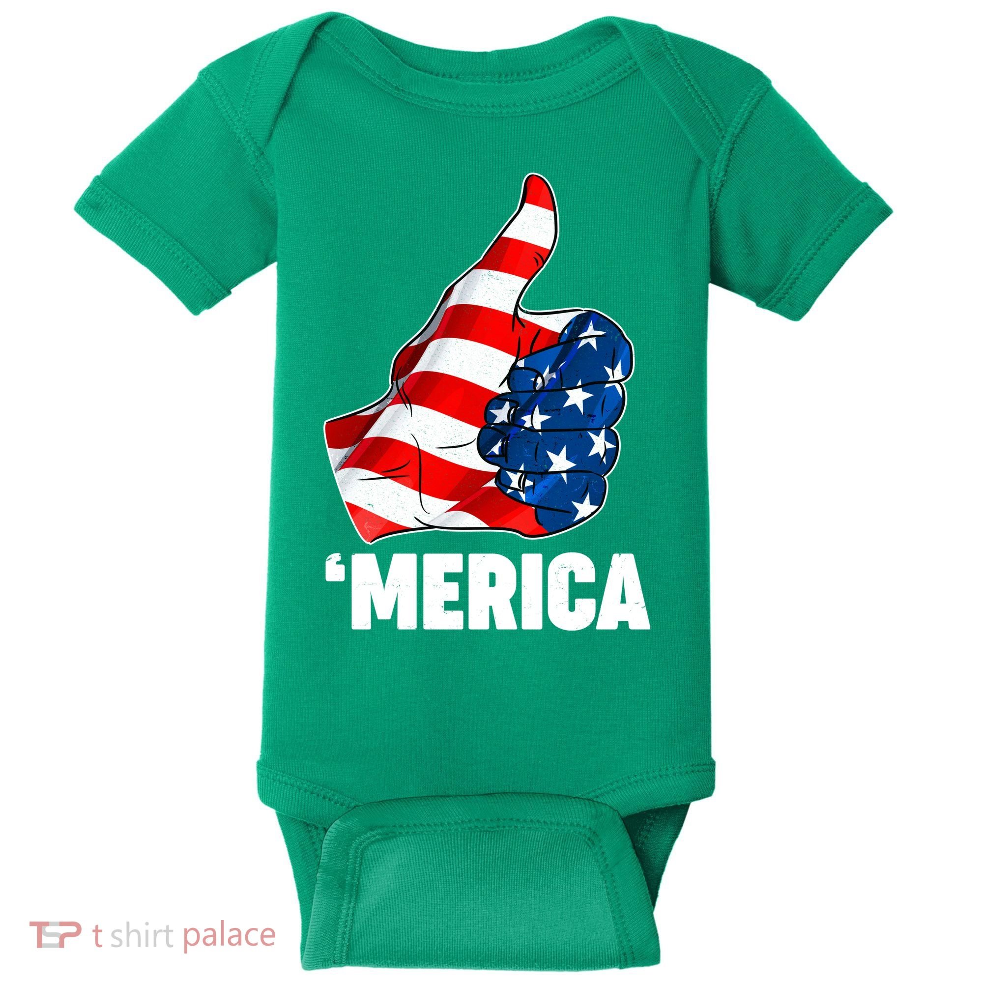 Thumbs Up Merica USA American Flag Baby Bodysuit