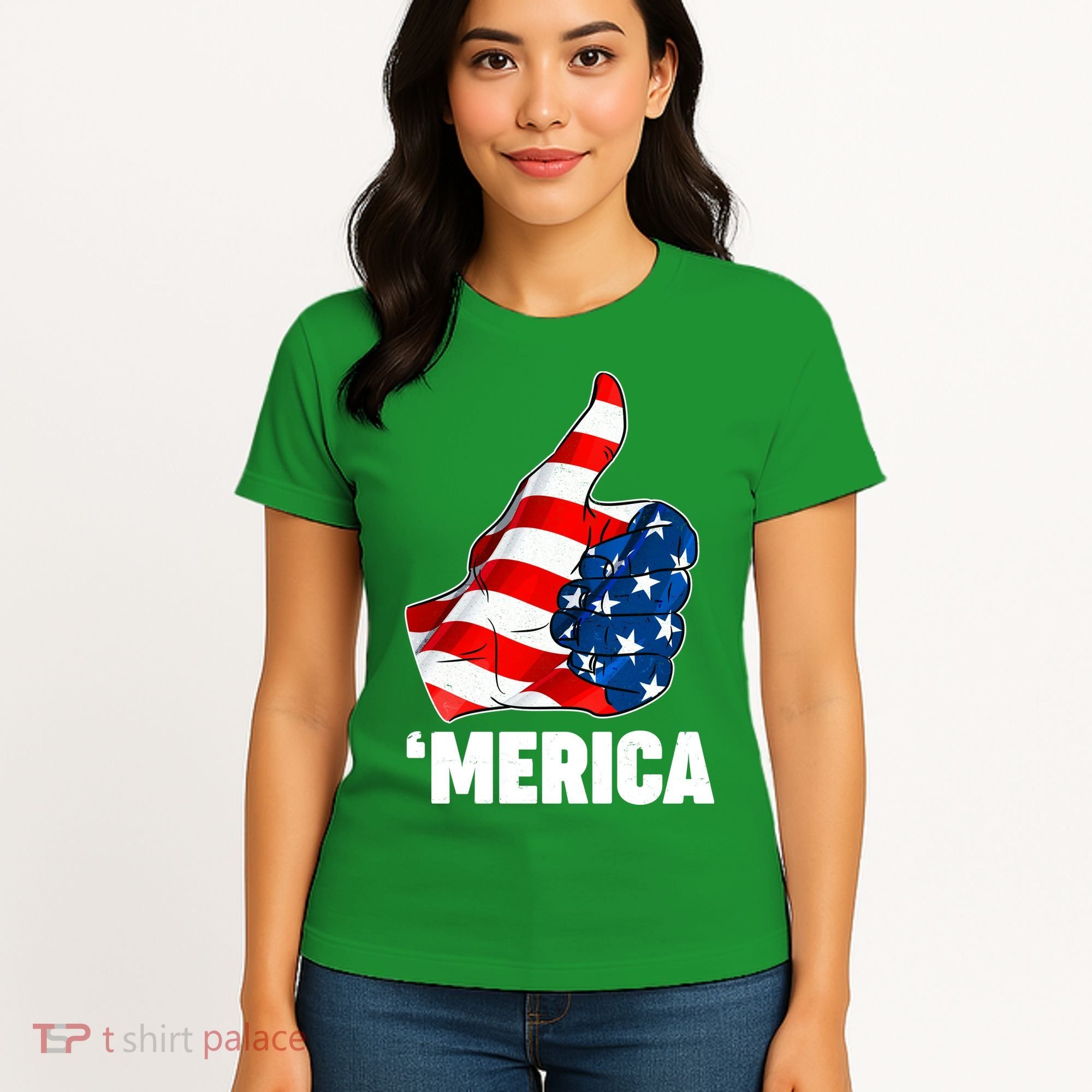 Thumbs Up Merica USA American Flag Women's T-Shirt