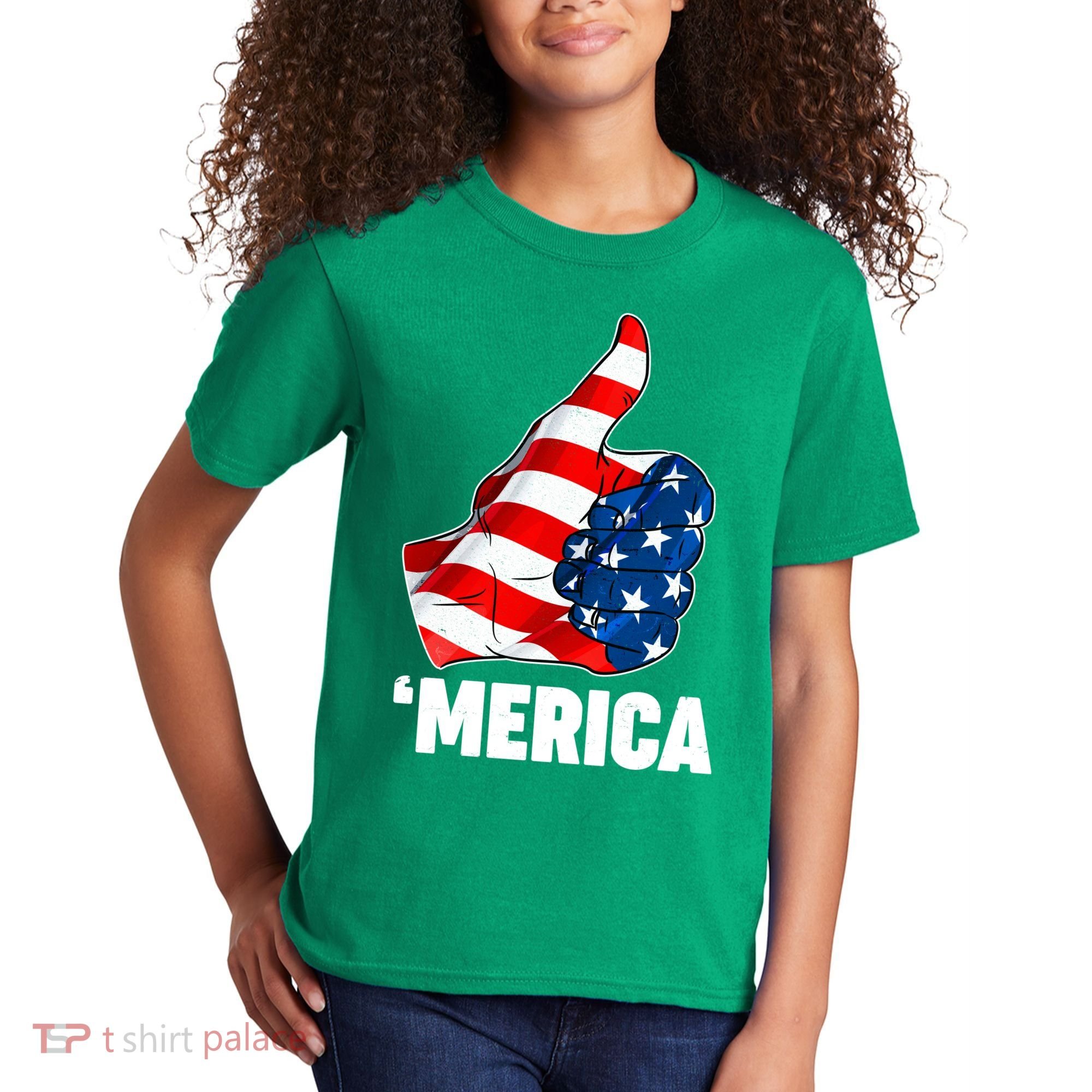 Thumbs Up Merica USA American Flag Kids T-Shirt