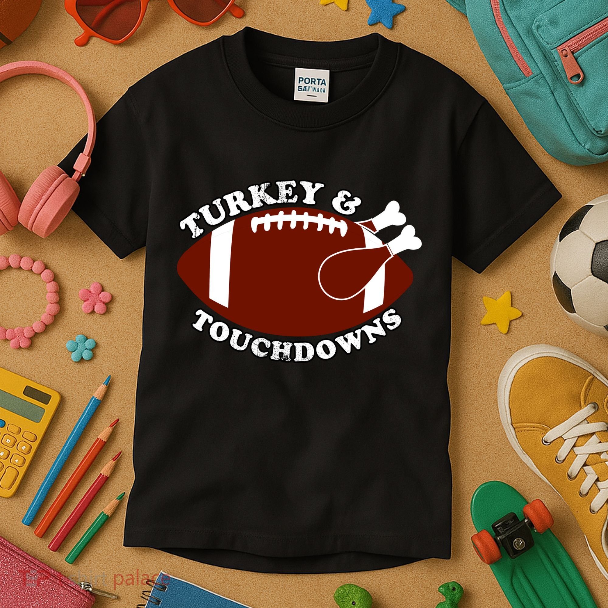 Turkey And Touchdowns Kids T-Shirt