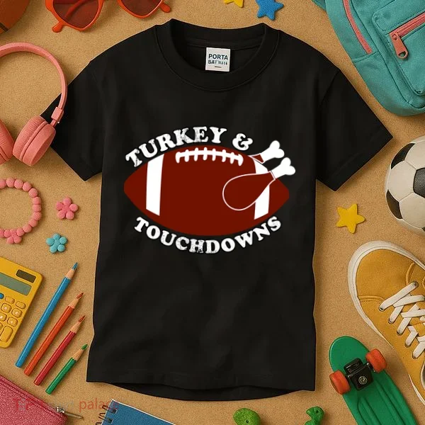 Turkey And Touchdowns Kids T-Shirt