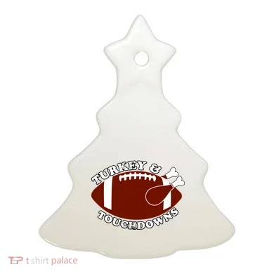 Turkey And Touchdowns Ceramic Ornament