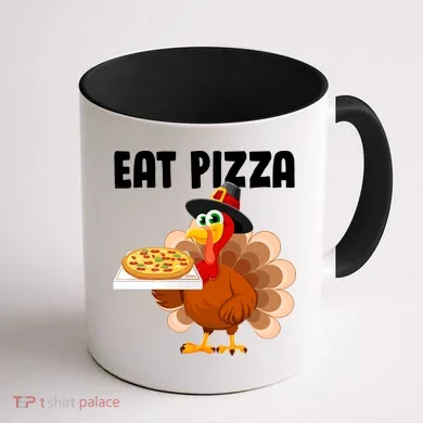 Turkey Eat Pizza Funny Coffee Mug back