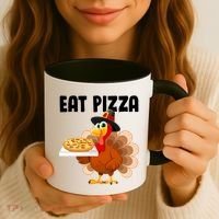 Turkey Eat Pizza Funny Coffee Mug thumb 3