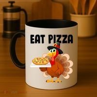 Turkey Eat Pizza Funny Coffee Mug thumb 4