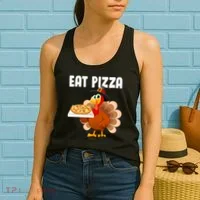 Turkey Eat Pizza Funny Women's Tank Top thumb 2