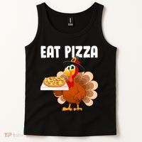 Turkey Eat Pizza Funny Tank Top thumb 2