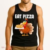 Turkey Eat Pizza Funny Tank Top thumb 3
