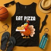 Turkey Eat Pizza Funny Tank Top thumb 4