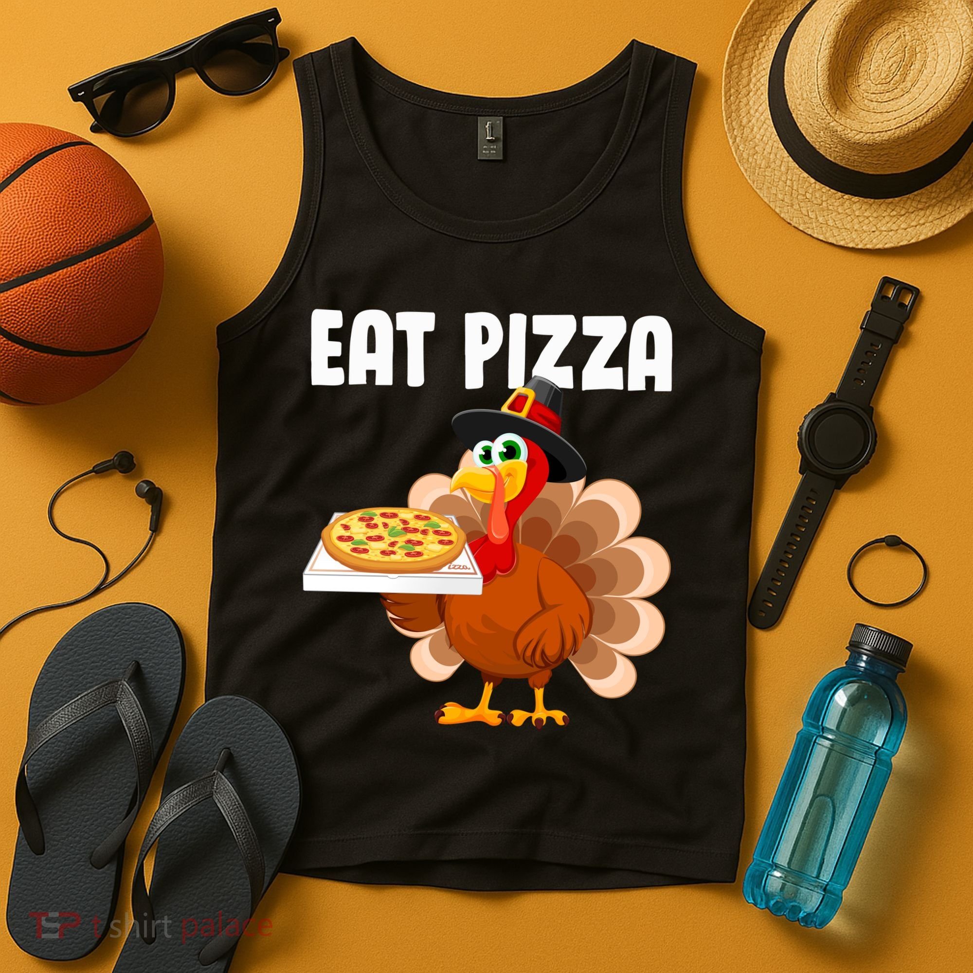 Turkey Eat Pizza Funny Tank Top
