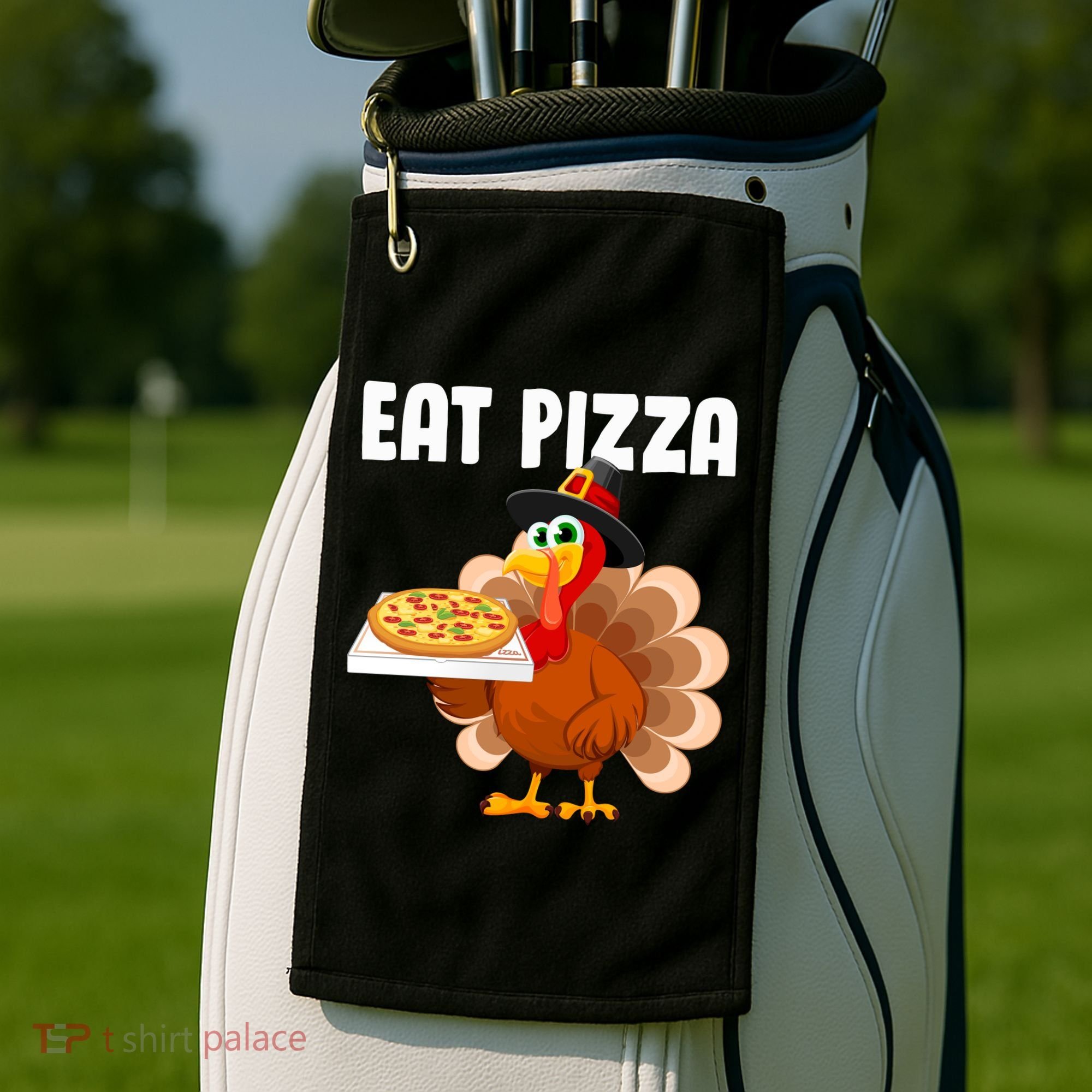 Turkey Eat Pizza Funny Golf Towel