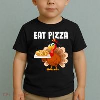 Turkey Eat Pizza Funny Toddler T-Shirt thumb 2