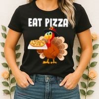 Turkey Eat Pizza Funny Women's T-Shirt thumb 2