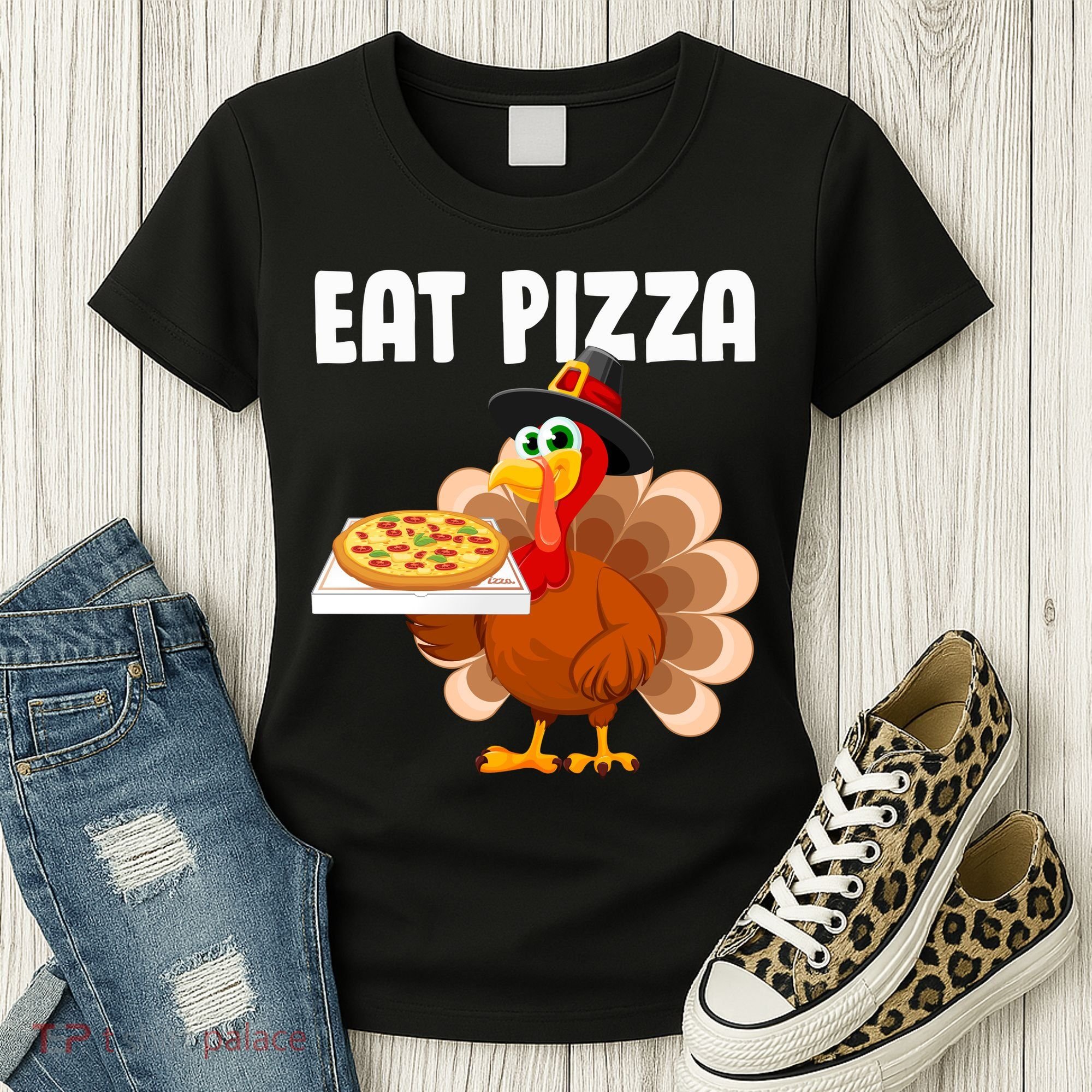 Turkey Eat Pizza Funny Women's T-Shirt