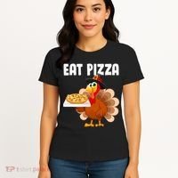 Turkey Eat Pizza Funny Women's T-Shirt thumb 4