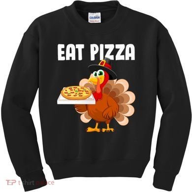 Turkey Eat Pizza Funny Kids Sweatshirt