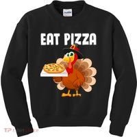 Turkey Eat Pizza Funny Kids Sweatshirt thumb 0