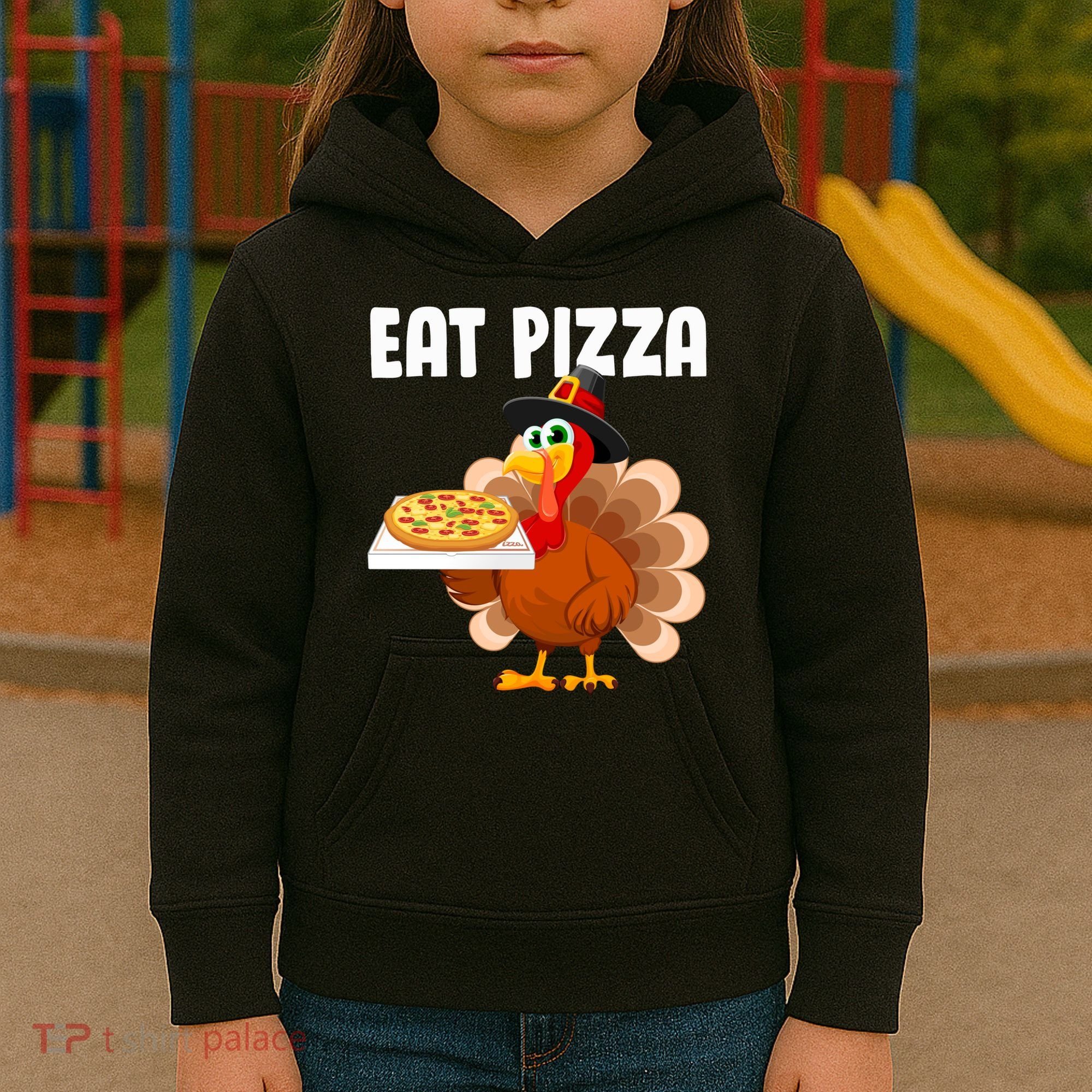 Turkey Eat Pizza Funny Kids Hoodie