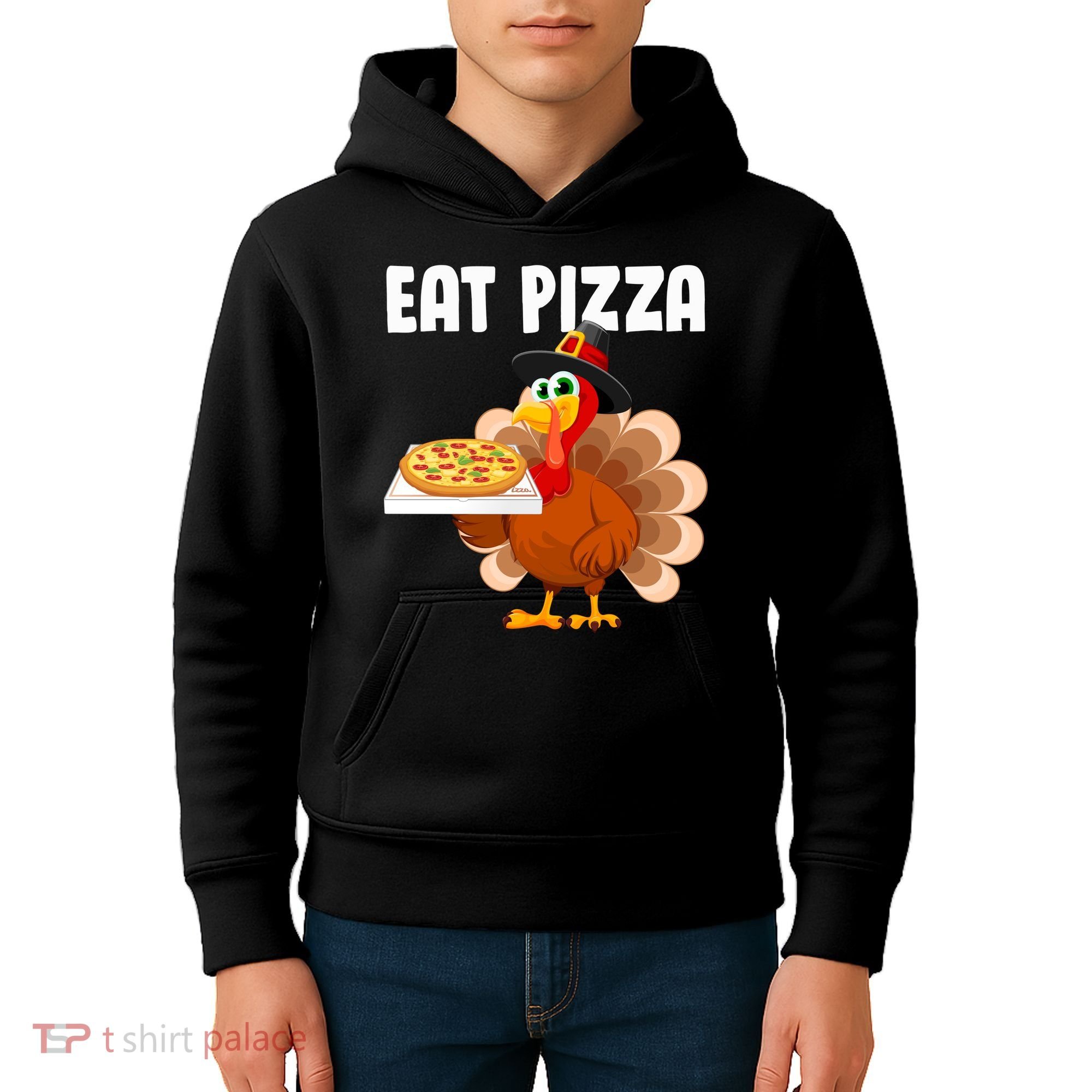 Turkey Eat Pizza Funny Kids Hoodie