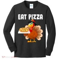 Turkey Eat Pizza Funny Kids Long Sleeve Shirt thumb 0