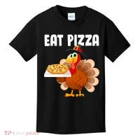 Turkey Eat Pizza Funny Kids T-Shirt thumb 0