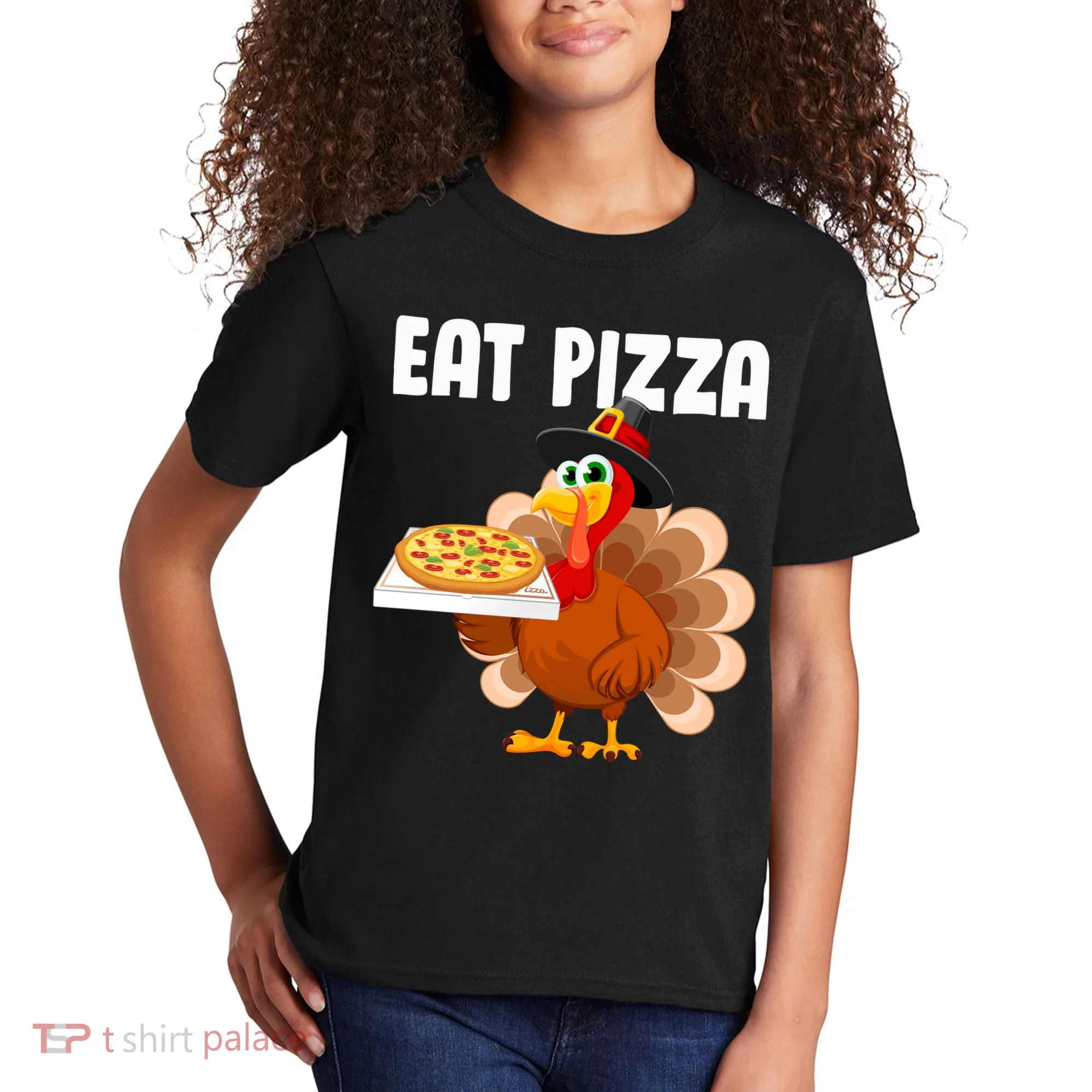 Turkey Eat Pizza Funny Kids T-Shirt