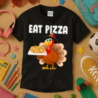 Turkey Eat Pizza Funny Kids T-Shirt thumb 3
