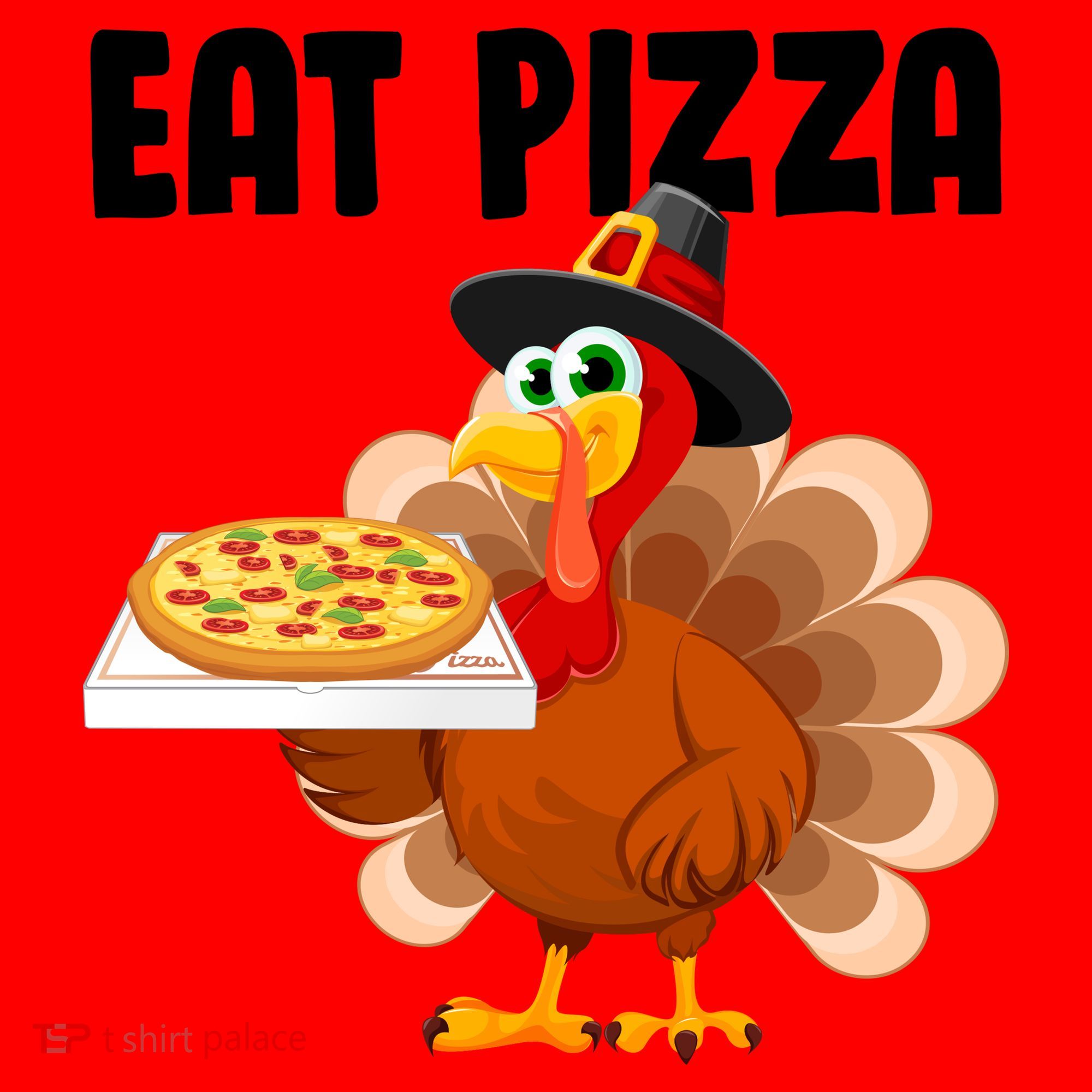 Turkey Eat Pizza Funny Santa Hat