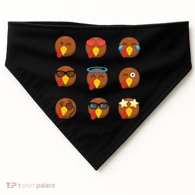 Turkey Emoji's Funny Thanksgiving  USA-Made Doggie Bandana