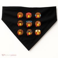 Turkey Emoji's Funny Thanksgiving  USA-Made Doggie Bandana thumb 0
