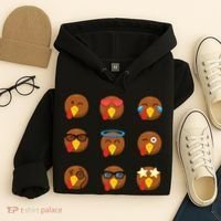 Turkey Emoji's Funny Thanksgiving  Hoodie thumb 4