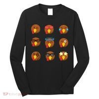 Turkey Emoji's Funny Thanksgiving  Long Sleeve Shirt thumb 0