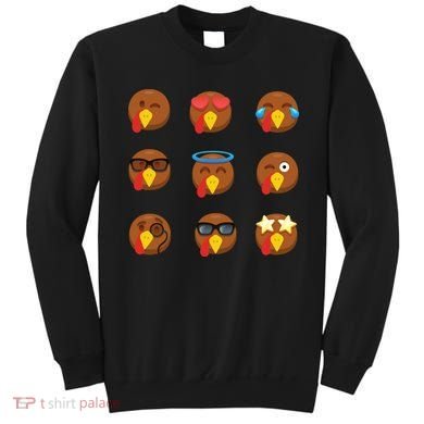 Turkey Emoji's Funny Thanksgiving  Sweatshirt