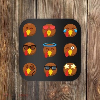 Turkey Emoji's Funny Thanksgiving  Coaster