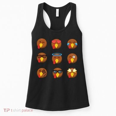 Turkey Emoji's Funny Thanksgiving  Women's Tank Top