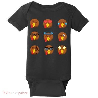 Turkey Emoji's Funny Thanksgiving  Baby Bodysuit