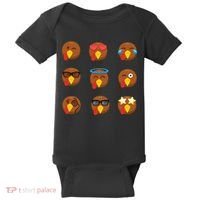 Turkey Emoji's Funny Thanksgiving  Baby Bodysuit thumb 0
