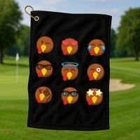 Turkey Emoji's Funny Thanksgiving  Golf Towel thumb 1