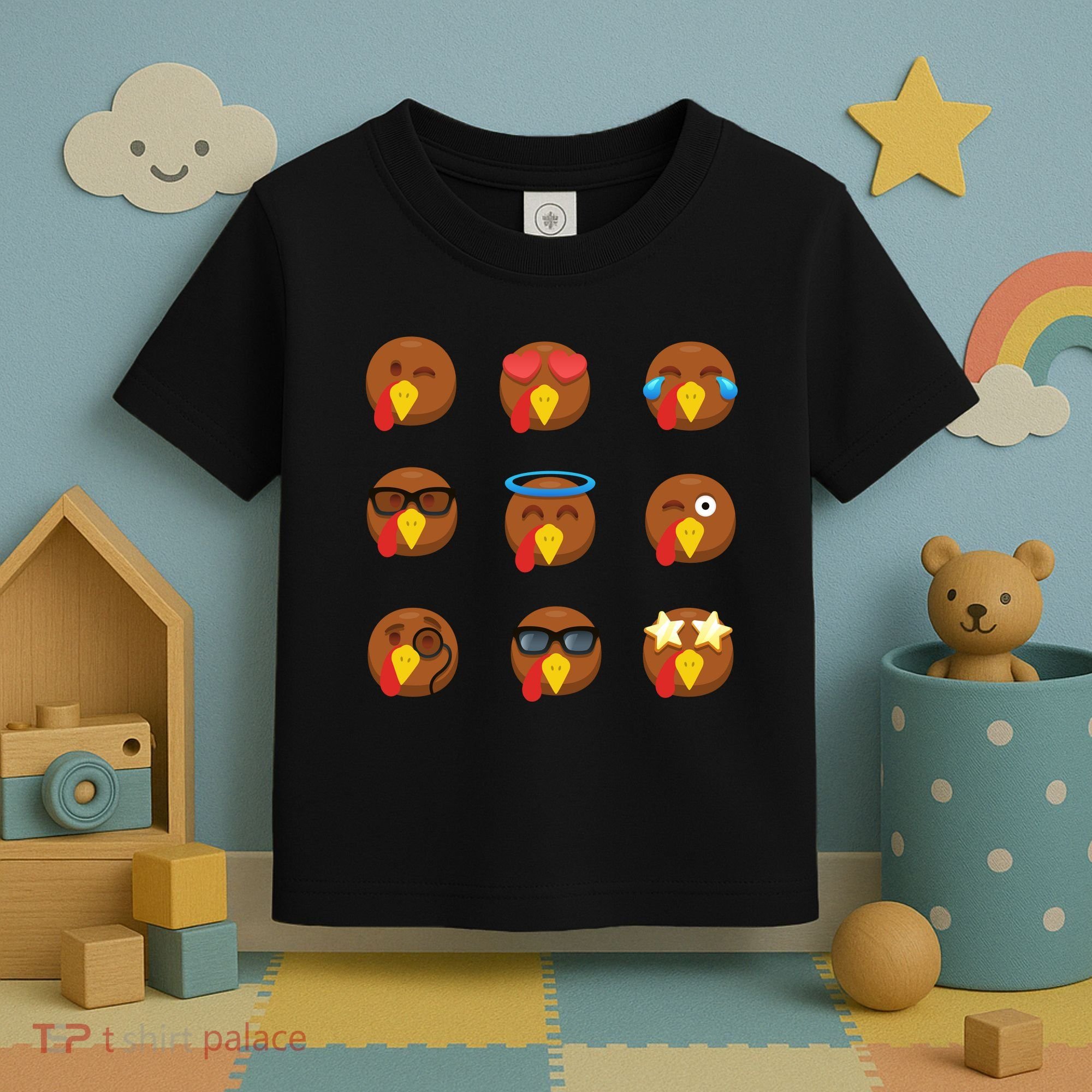 Turkey Emoji's Funny Thanksgiving  Toddler T-Shirt