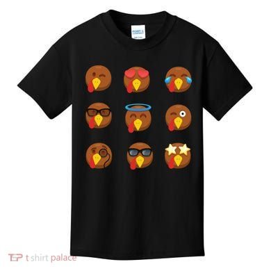 Turkey Emoji's Funny Thanksgiving  Kids T-Shirt
